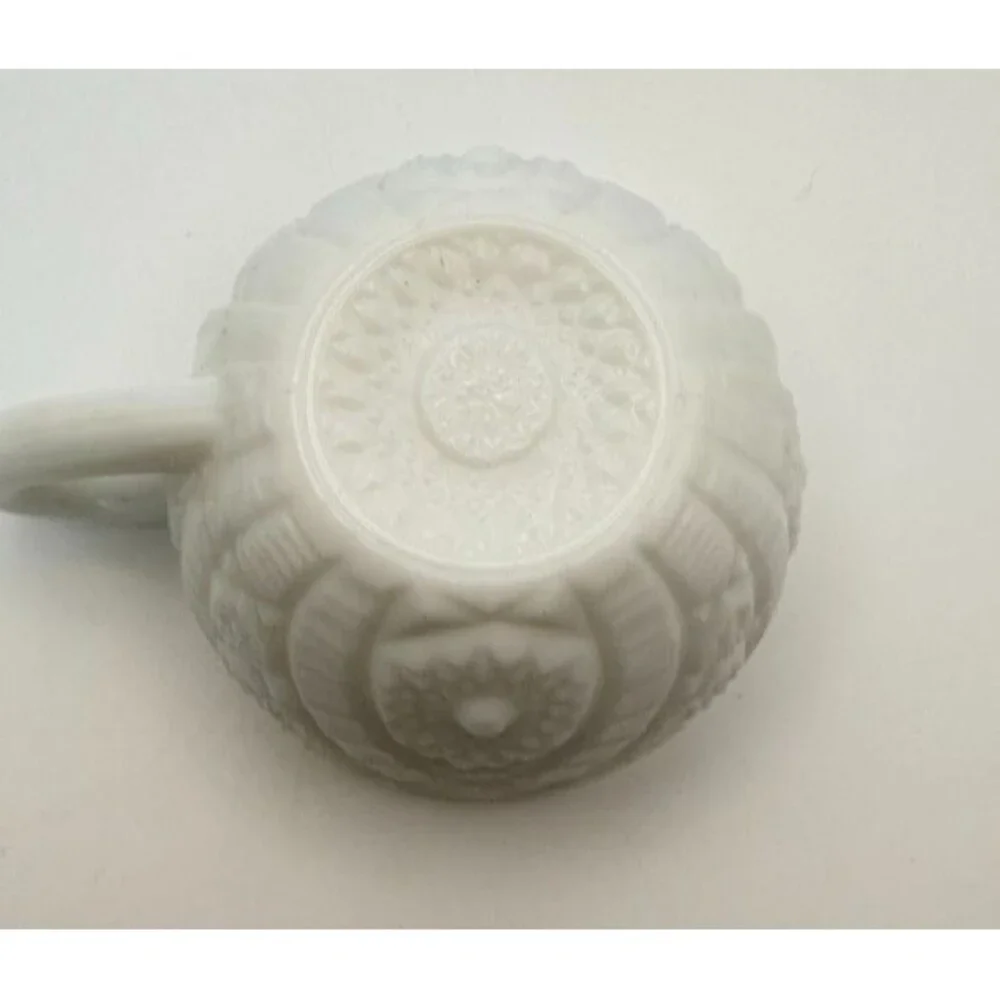 Set of 4 Vintage McKee Punch Cups White Pressed Concord Milk Glass Floral USA